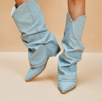 Denim Wrangler Boots